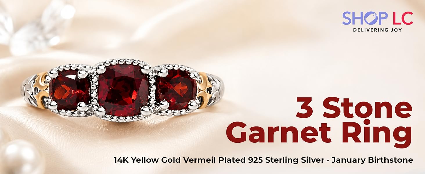 3 Stone Garnet Ring