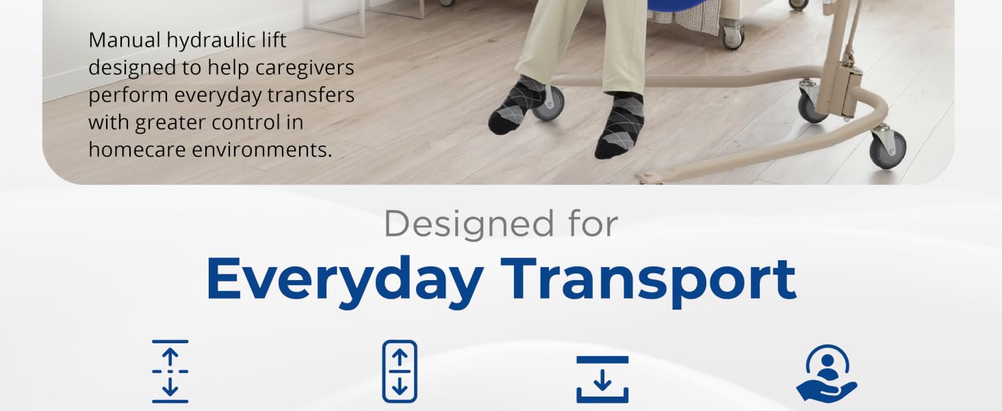 Invacare Hydraulic Patient Lift, Lightweight Transfer Lift Chair with 450 lb