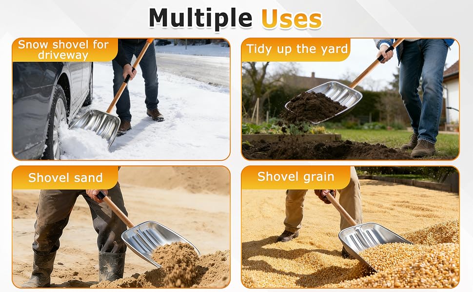Wooden handle shovel can shovel snow, sand, soil and grain.