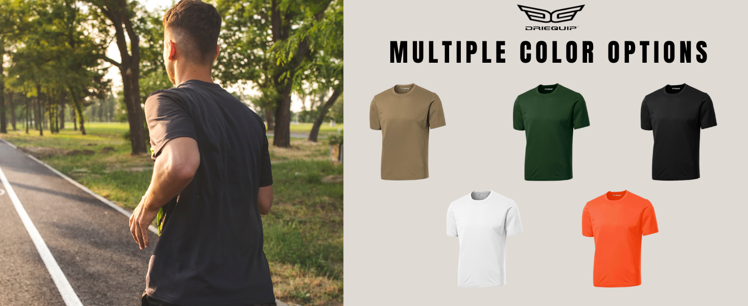 DRIEQUIP Men's Big &amp; Tall Short Sleeve Moisture Wicking Athletic T-Shirts