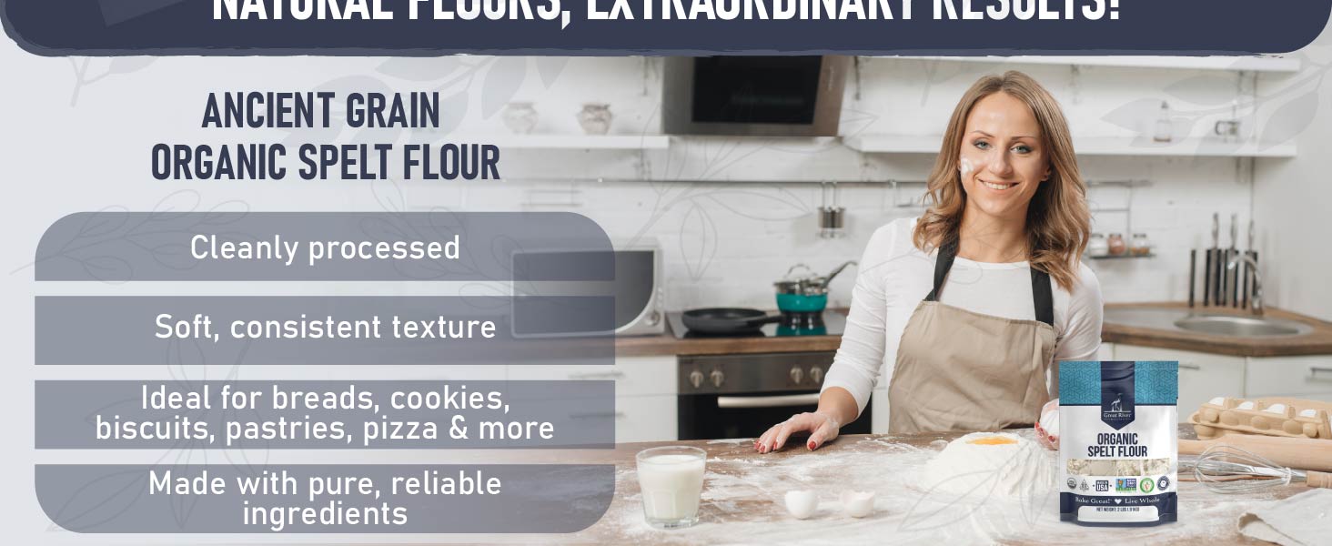 Ancient Grain Organic Spelt Flour pure ingredients for breads cookies biscuits pastries pizza