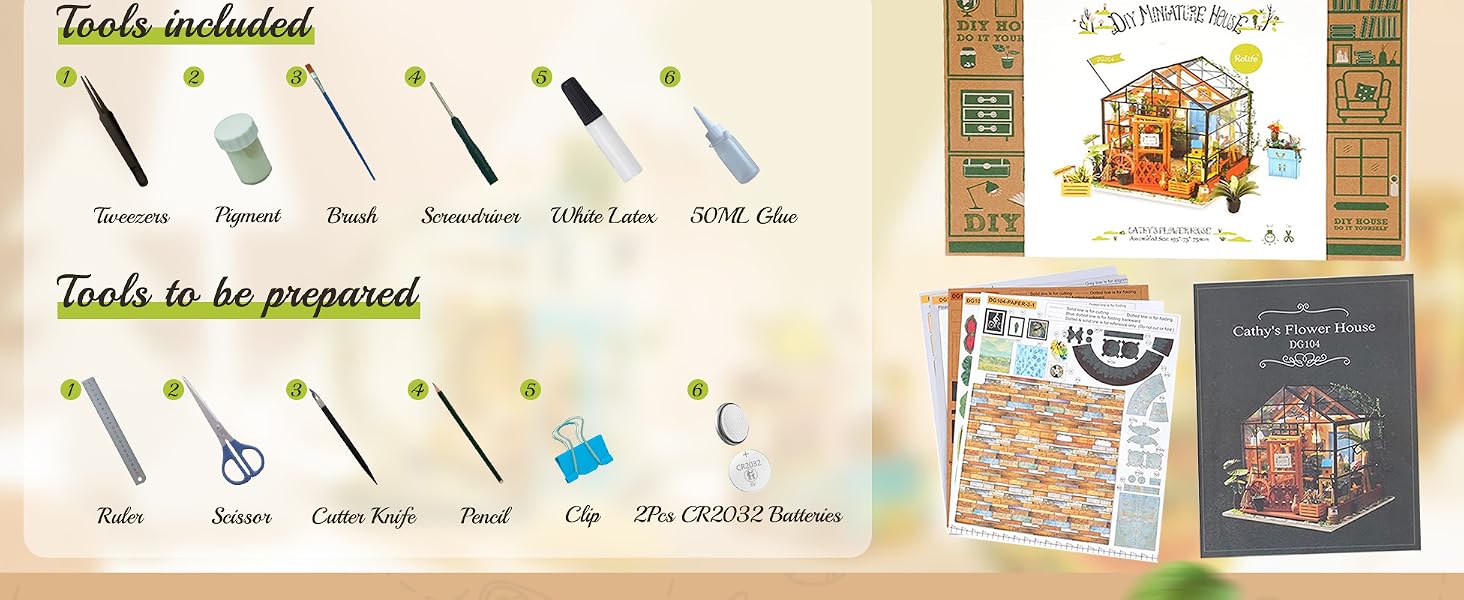 Rolife DIY Miniatures Dollhouse Kit, Miniature Greenhouse tiny miniature house kit