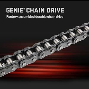 Genie Chain Drive 750 garage door opener has a durable factory assembled chain drive