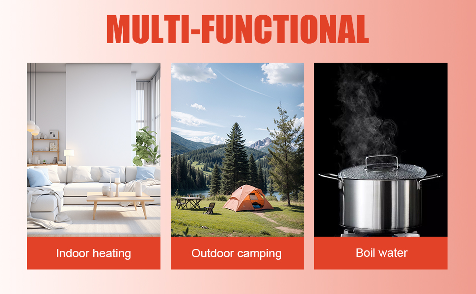 "MULTI-FUNCTIONAL Indoor heating Outdoor camping Boil water"