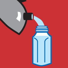 Pour proper amount hot water into baby&amp;#39;s bottle
