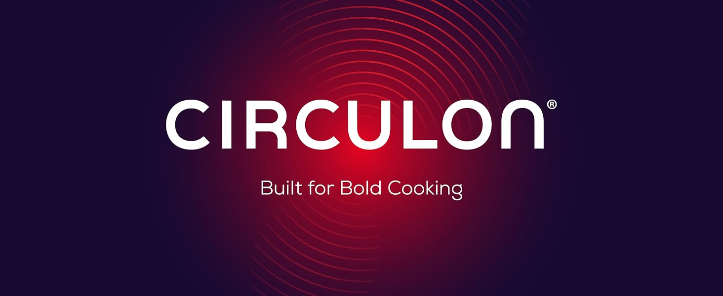 purple background with red center- circulon logo- built for bold cooking in white type