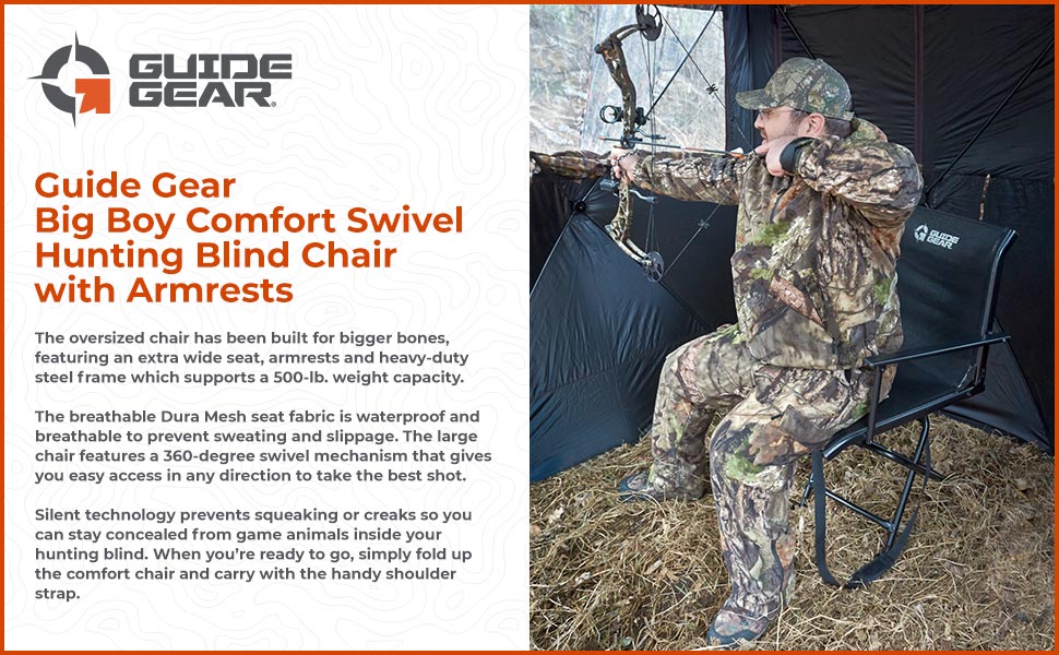 Guide Gear Big Boy Comfort Swivel Hunting Blind Chair with Armrests