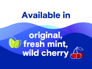 Available in: Original, Fresh Mint, Wild Cherry