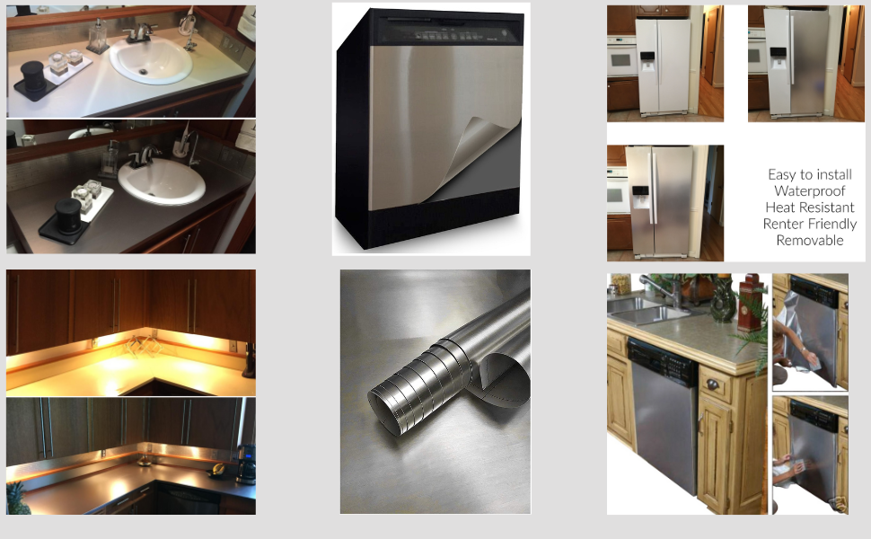 peel stick stainless steel vinyl contact paper fridge wrap dishwasher cover refrigerator skin sticky