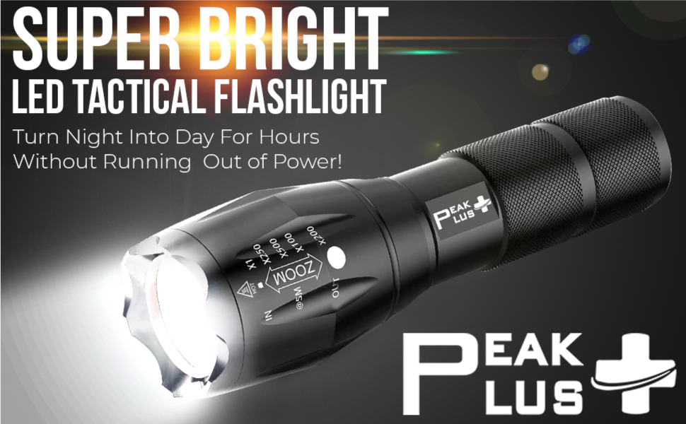 rechargeable led tactical flashlight handheld bright 1000 2000 lumen battery charger high power