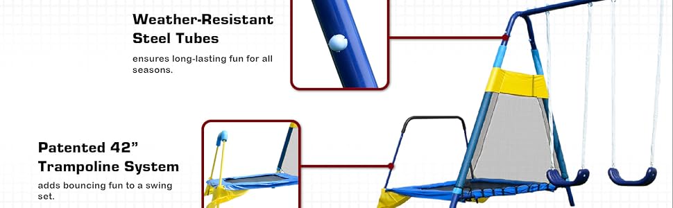 sportspower almansor swing set trampoline slide swing safety exercise kids play activity friends