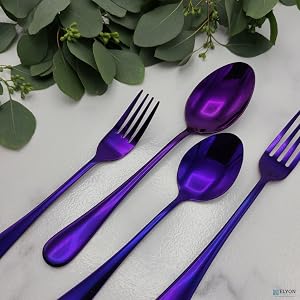 20-Piece Reflective Holographic Purple Flatware Set, Stainless Steel, Service For 4