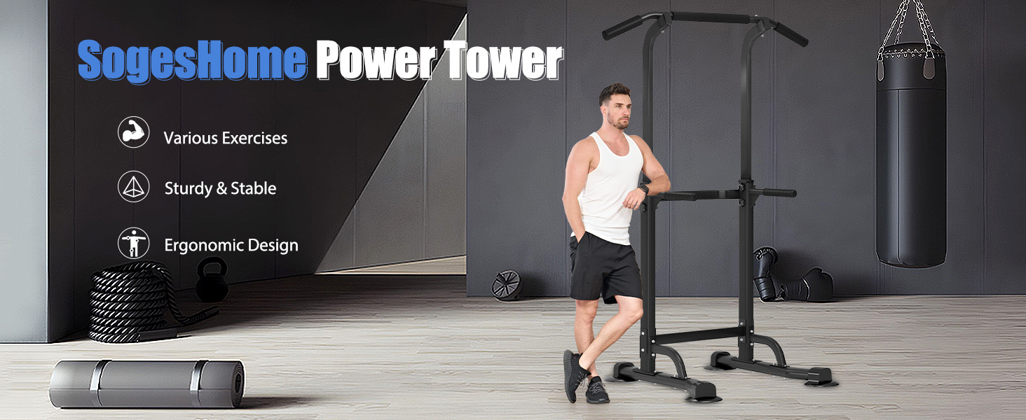 power tower pull up bar dip station for home gym