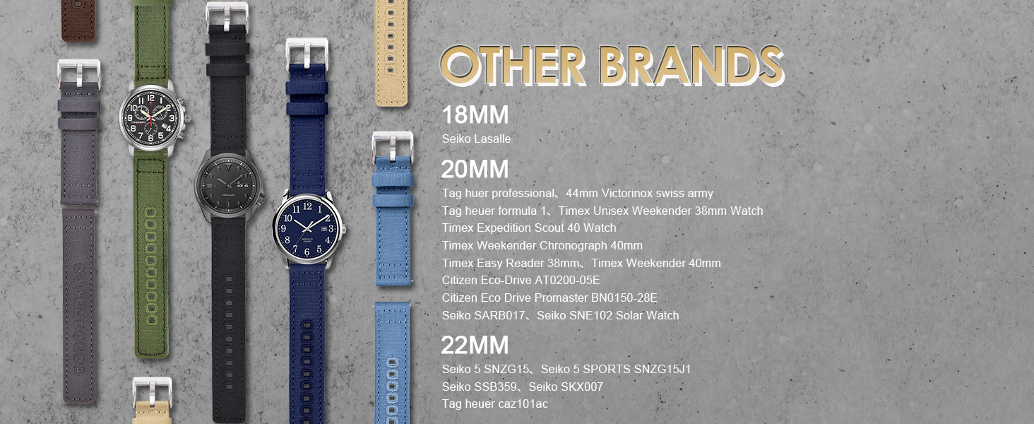 Ritche Canvas Quick Release Watch Band 18mm 20mm 22mm Replacement Watch Straps for Men Women