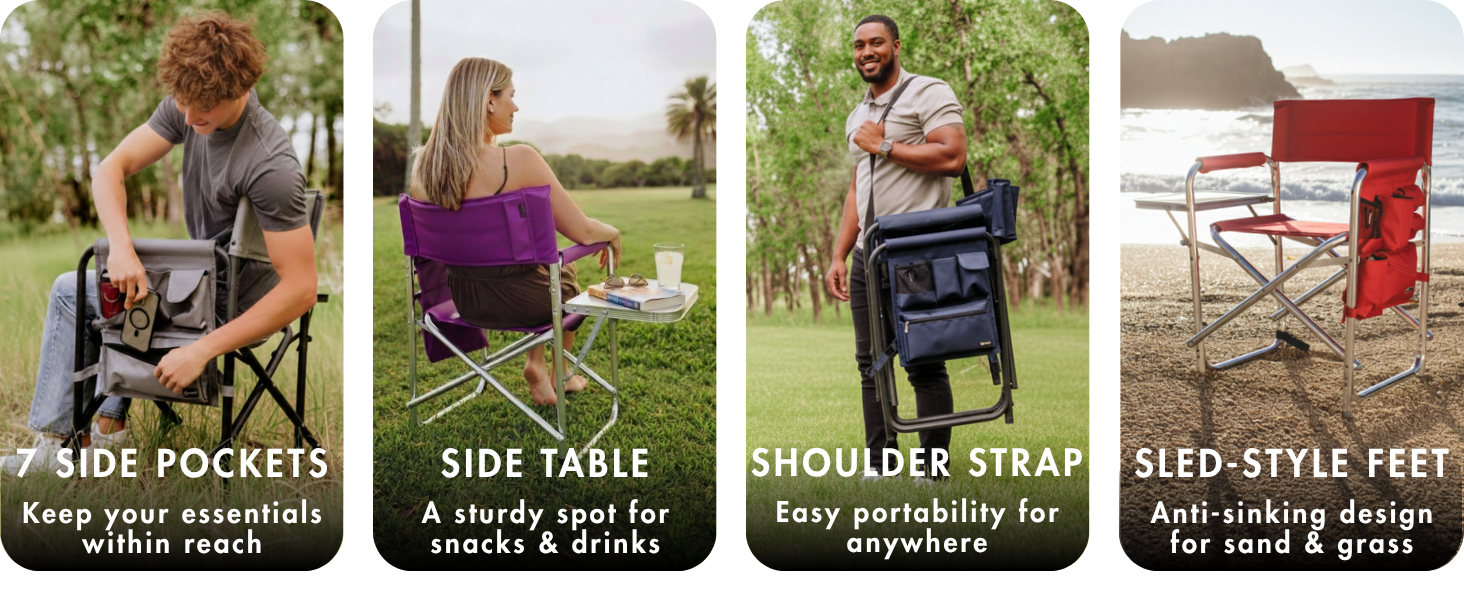 Sports chairs for adults camp chair with storage pockets outside chairs bag chair fishing chair.