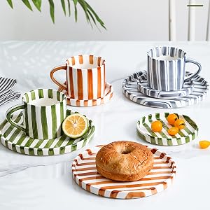 mug coffee cup tea set espresso ceramic cafe gifts saucer large latte women cappuccino coasters