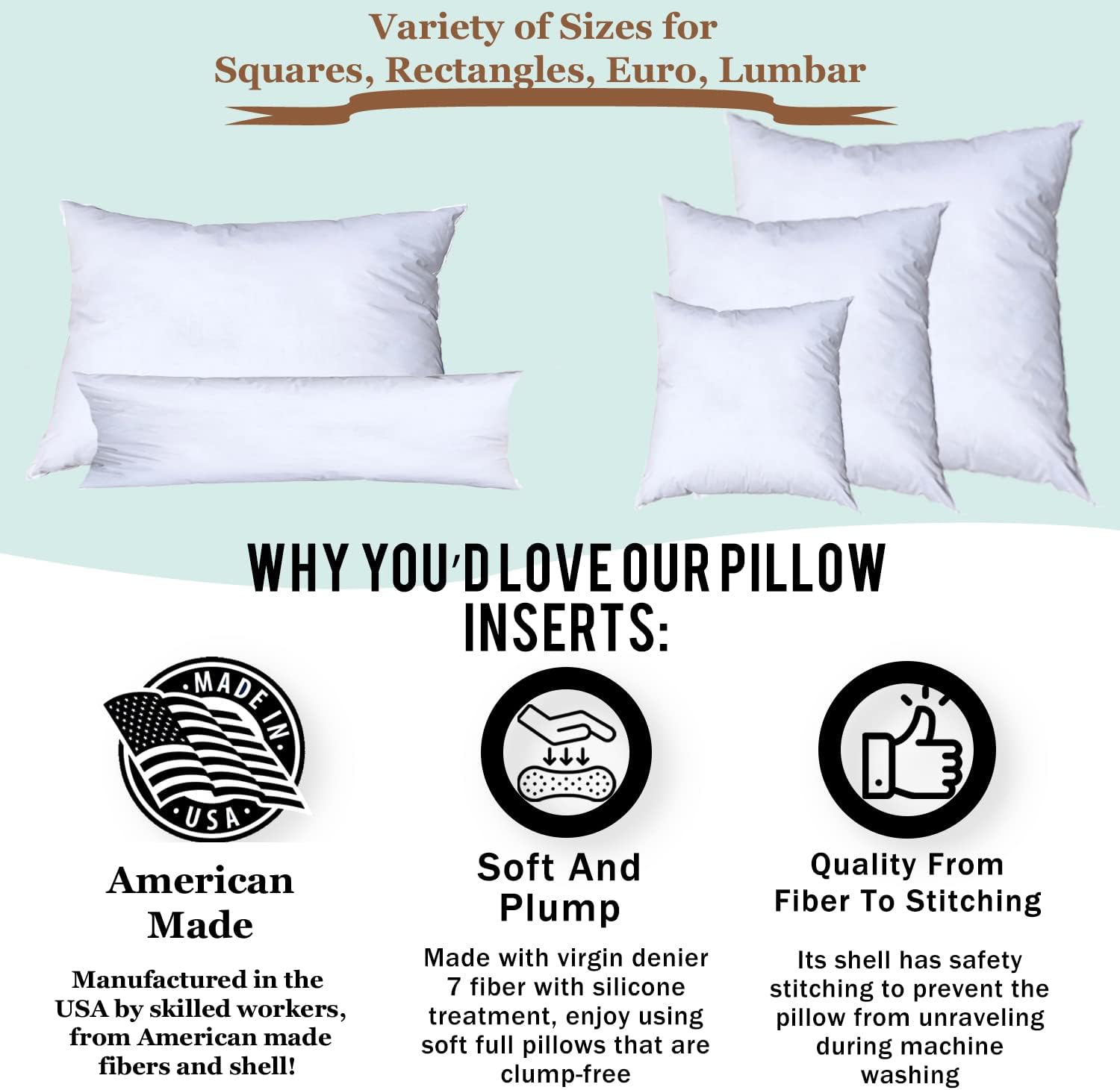 Pillowflex Premium Polyester Pillow Insert - 16x26 Soft Decorative Pillow | 2 Pack - Rectangle Throw Form, Full Loft, Supportive Fill