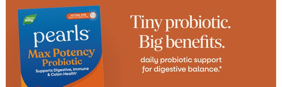 Package of Pearls Max Potency Probiotics next to text