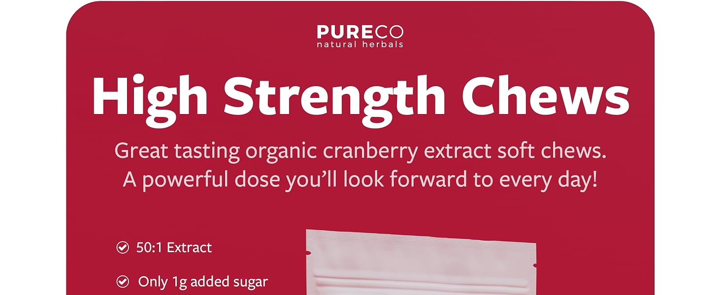 organic cranberry extract soft chews, less sugar than cranberry gummies