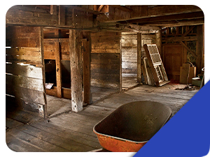 a clean and tidy rustic barn interior