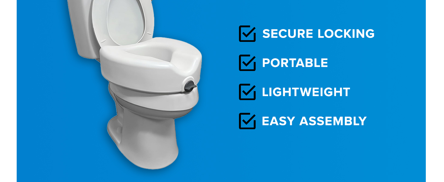 Raised Toilet Seat with Safety Lock 4.5 Inches