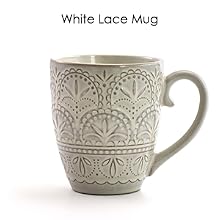 embossed stoneware dinnerware coffee tea cup mug dishwasher microwave safe dining 6 piece set 4