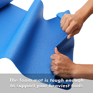 The foam mat is tough enough to support any heavy tools, and grid lines for easy measuring.