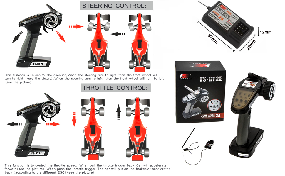 Flysky FS-GT2E 2CH Transmitter with FS-A3 Receiver