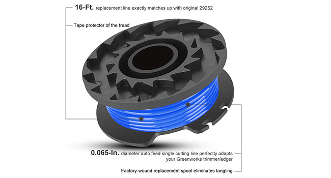 greenworks single line auto-feed spool