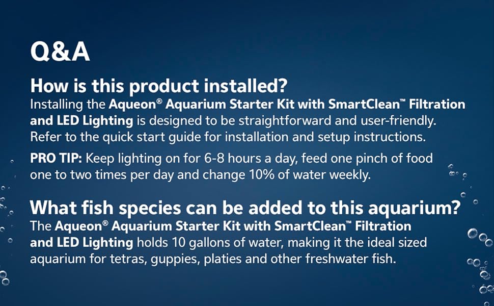 Installation and fish compatibility for aquarium starter kit
