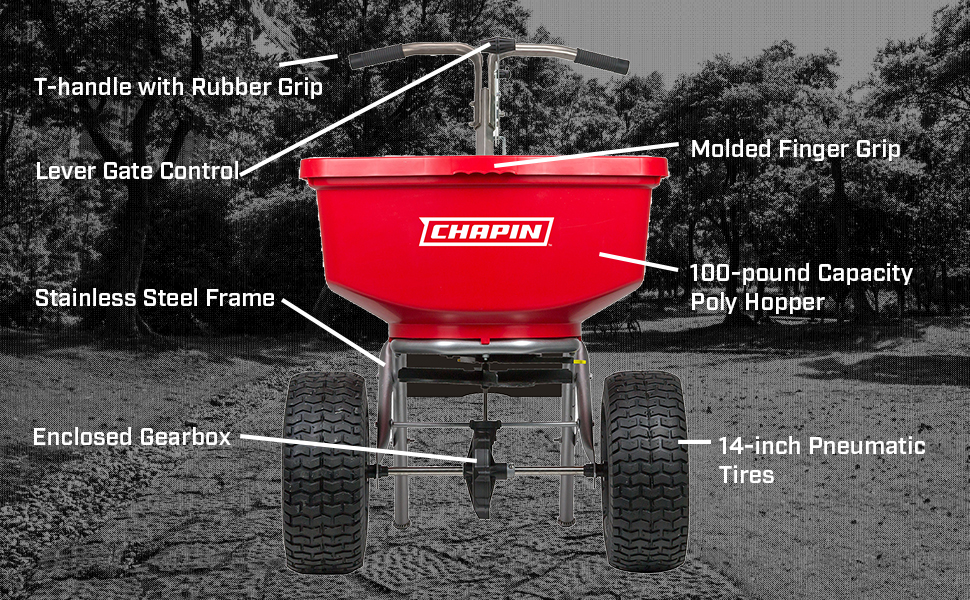 chapin turf spreader, professional spreader, lawn spreader, residential lawns, landscaping tools