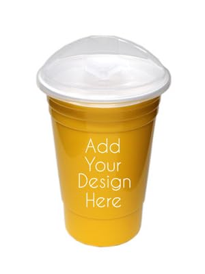 Logo-free party cup. Customize for business, party, gifts. 16 ounces. Made in USA. BPA-free
