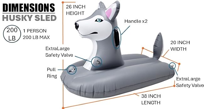jet creations inflatable husky snow sled