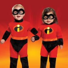 Toddlers dressed in costumes