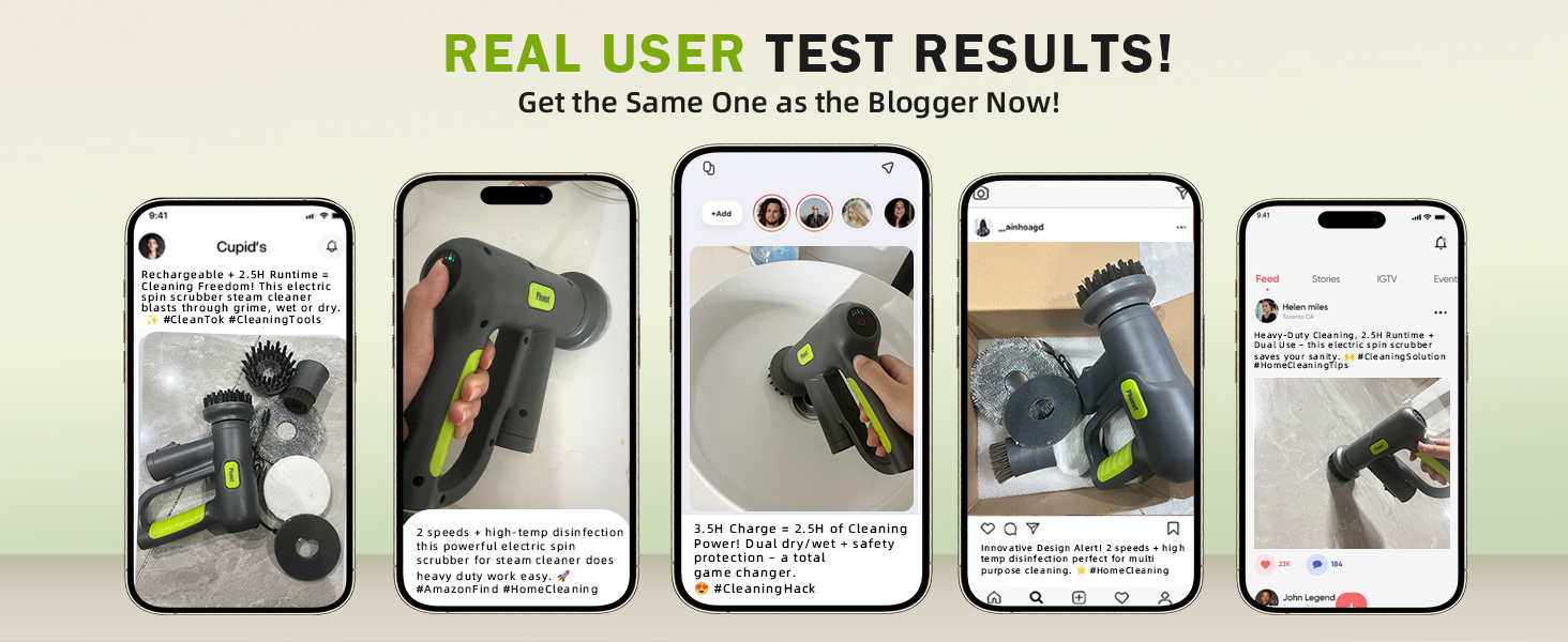 Phueut Electric Spin Scrubber User Test - 2.5H Runtime Dry Wet Grout Cleaning Brush for Bathroom
