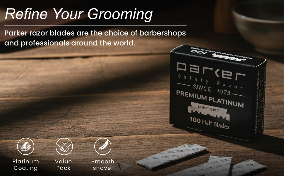 Parker Safety Razor, Premium Platinum Single Edge Razor Blades -100 Count