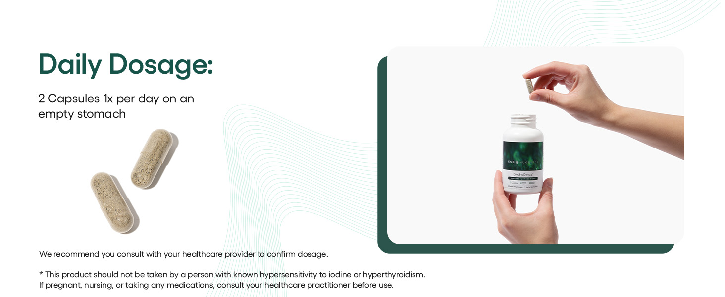 Bottle and pills of GlyphoDetox antioxidant supplements