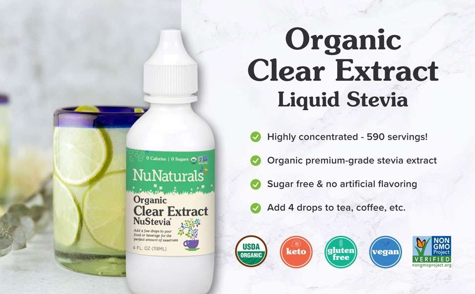 NuNaturals Organic Clear Extract Liquid Stevia