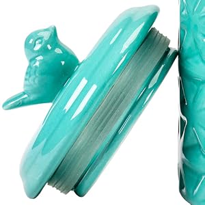 Vintage Turquoise Ceramic Kitchen Jar with Lid, Cookie Jar Storage Containers