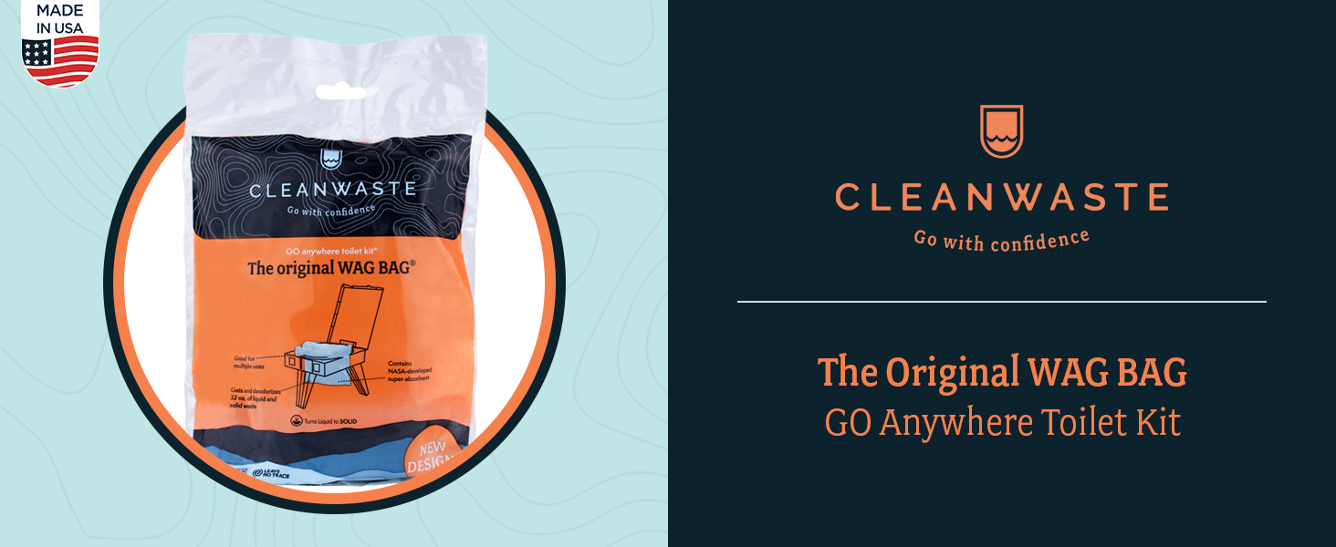 Cleanwaste original wag bag toilet kit for camping, emergencies, road trips, hiking