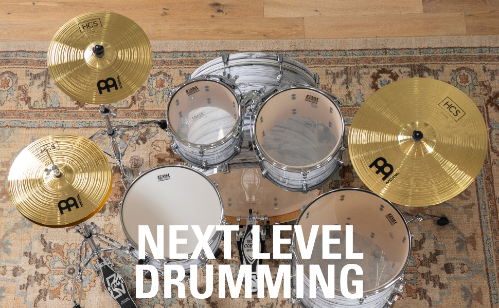 HCS cymbal set on kit overhead view