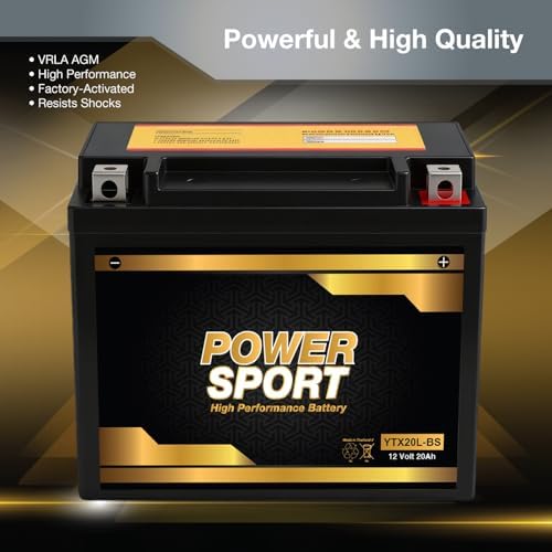 ExpertPower YTX20L-BS 12 Volt Battery, 20Ah SLA AGM Motorcycle Battery for Honda GL1800 Gold Wing 01-09, 275 CCA, Sealed Lead Acid, Maintenance-Free