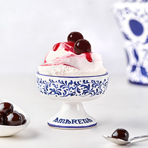 ice cream with cherries on top