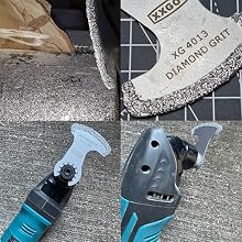 a collage of photos showing the tools used to cut the diamond grit.