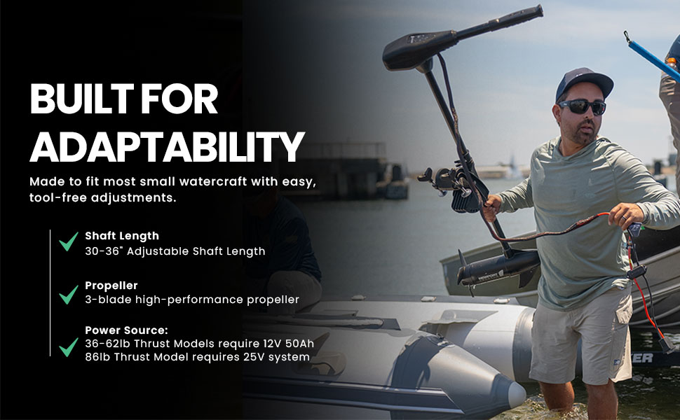 go further, 12v battery required, trolling motor, 86 trolling motor, quiet, effortless, newport