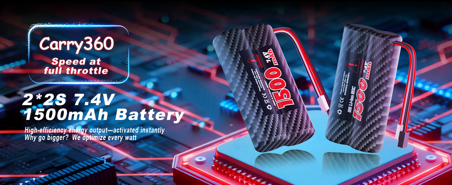 2 * 2S 1500mAh Li-ion Battery for High-Speed RC Cars - Extreme Performance.​​