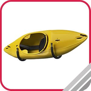 Image of kayak storage garage shelves.
