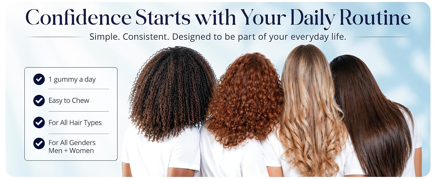 Hair vitamins for all hair types women and men easy one gummy daily routine