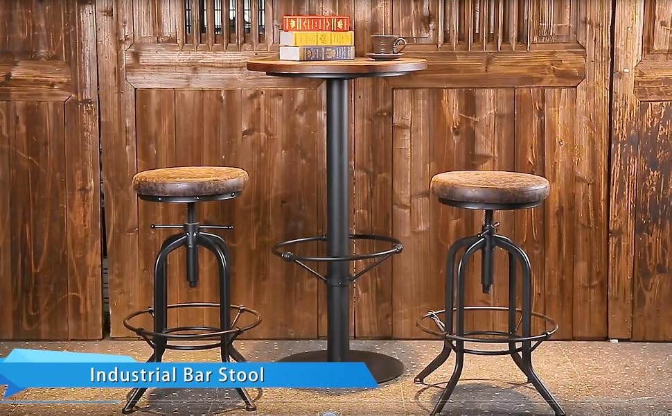 industrial farmhouse stools bar table set