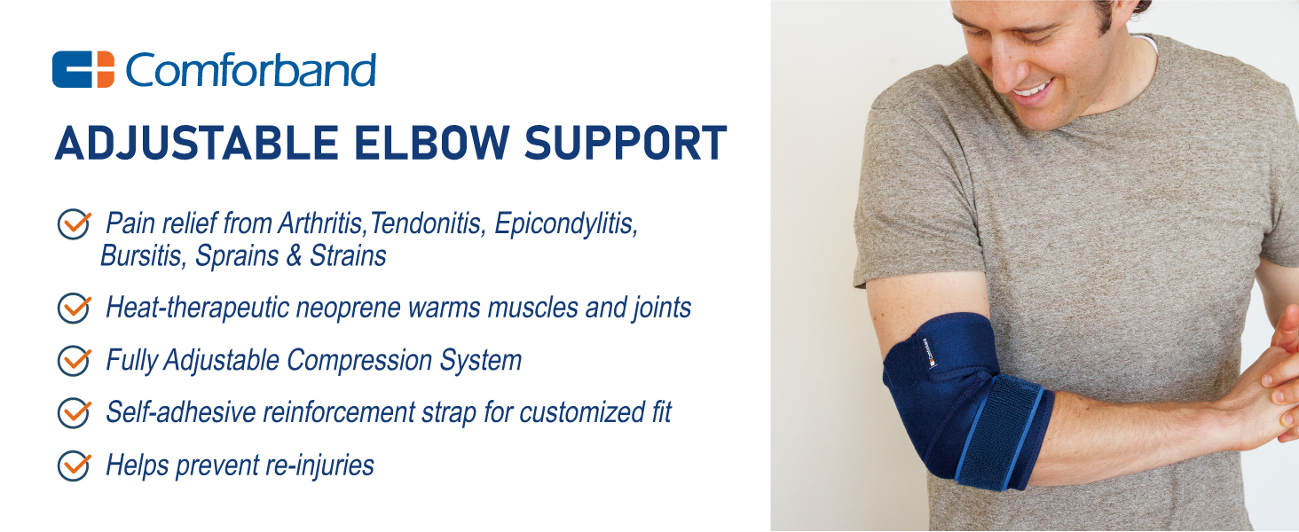 B305 Adjustable Elbow Support One size adjustable design fits either the Left or Right